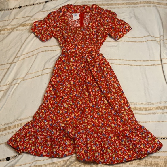 Vintage Sears Floral 100% Cotton Midi Dress Size 10 - Picture 3 of 11